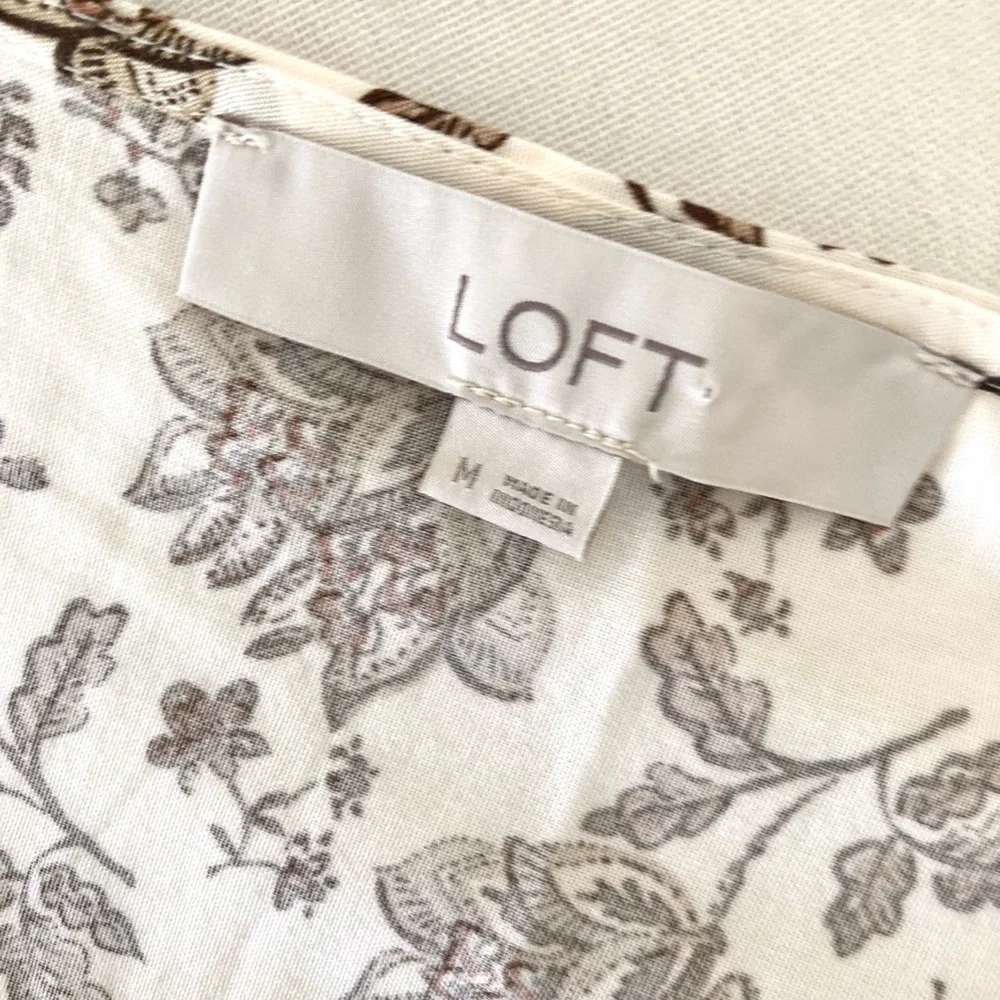 Loft Bohemian Mixed-Pattern Peplum Blouse Size M